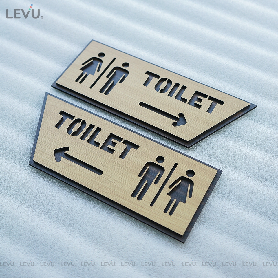 Biển chỉ hướng toilet mũi tên trái phải bằng gỗ sang trọng TL27