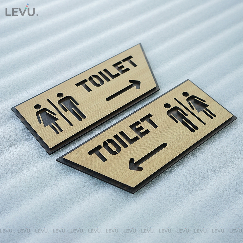 Biển chỉ hướng toilet mũi tên trái phải bằng gỗ sang trọng TL27