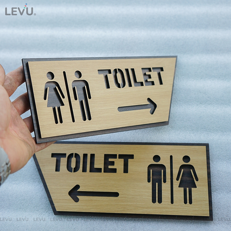 Biển chỉ hướng toilet mũi tên trái phải bằng gỗ sang trọng TL27