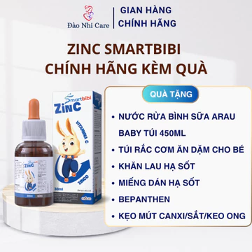 [Mã 25% video] Kẽm Smartbibi Zinc kẽm ăn ngon, tăng đề kháng CHÍNH HÃNG 30ml cho bé hết biếng ăn