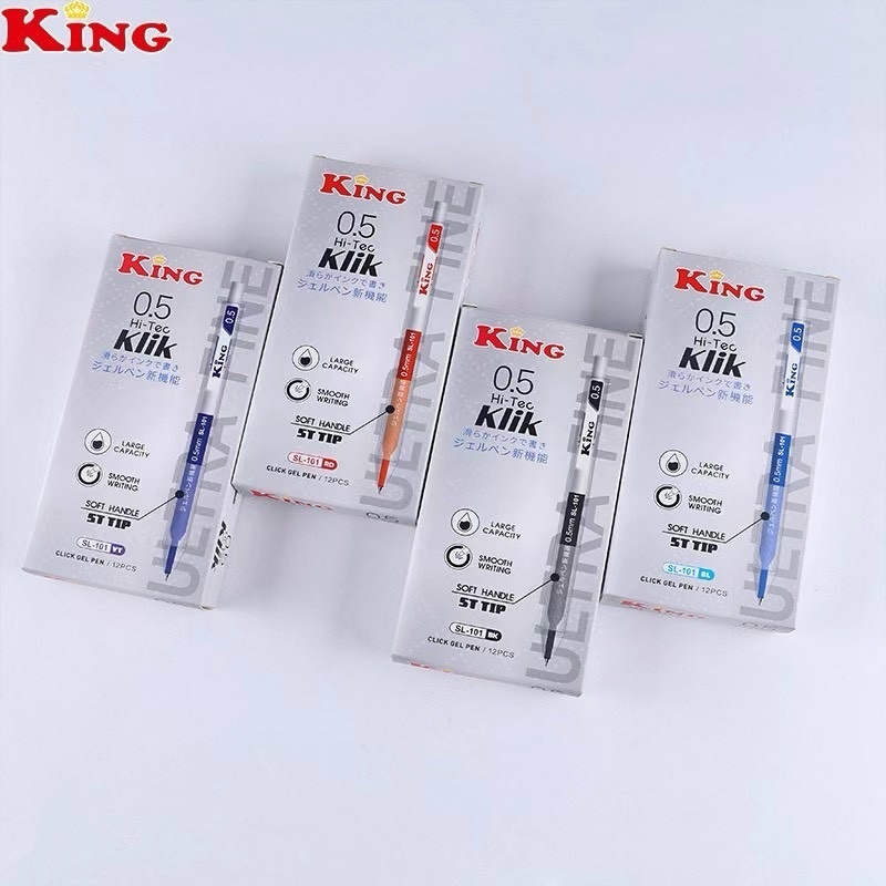 Product image [SL101] HỘP 12 Cây Bút Viết Bi Đầu Bấm Hi-Tec King SL-101 / SL 101 Ngòi 0.5mm (Mực Xanh, Đỏ, Đen), Mực đều, Viết Êm 2