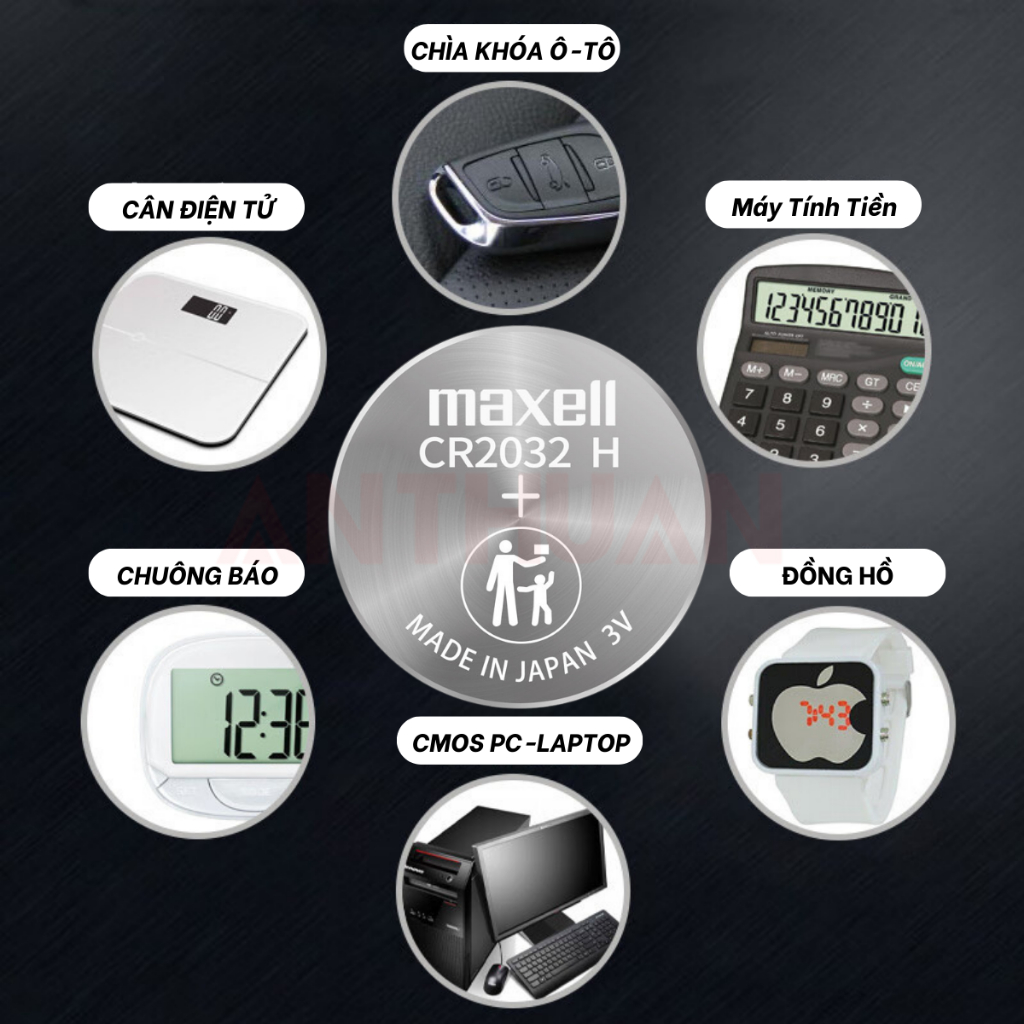 Pin CR2032 CR2025 CR2016 Maxell 3V Cao Cấp Hàng Chính Hãng Made In Japan cho Cmos, Smartkey, AirTag