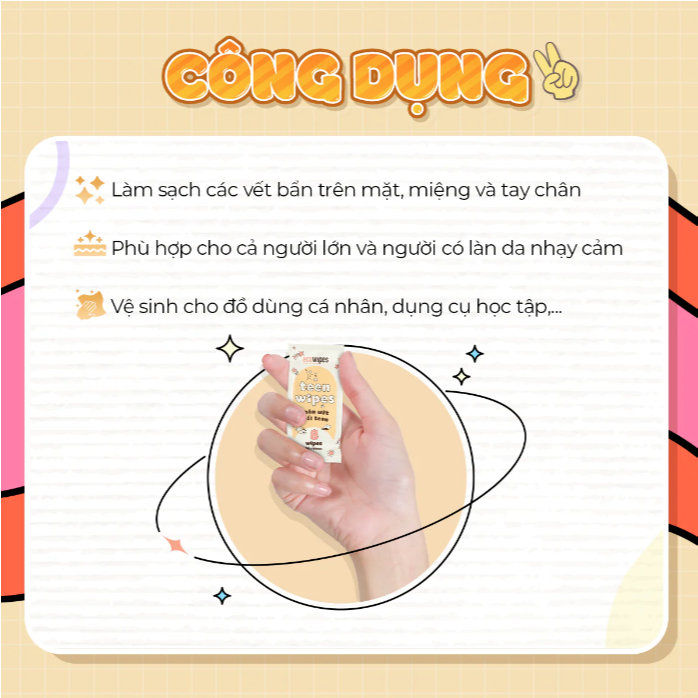 Ảnh Khăn Ướt Mini ECOWIPES Teen Wipes Không Mùi, Vải Không Dệt Daily Beauty 3