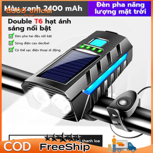 Đèn pha xe đạp thể thao năng lượng mặt trời sạc dự phòng LSL-01 LED đôi T6, chống nước, 1000 Lumen, 2400 mAH