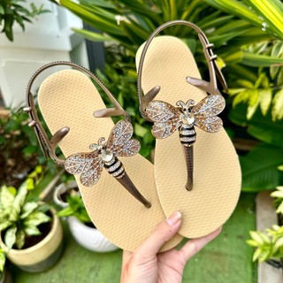 [Mũi Tròn] GIÀY SANDAL MŨI TRÒN NHIỀU MÀU GẮN CHARM ONG VÀNG SANG TRỌNG ÊM ÁI CHẤT CAO SU