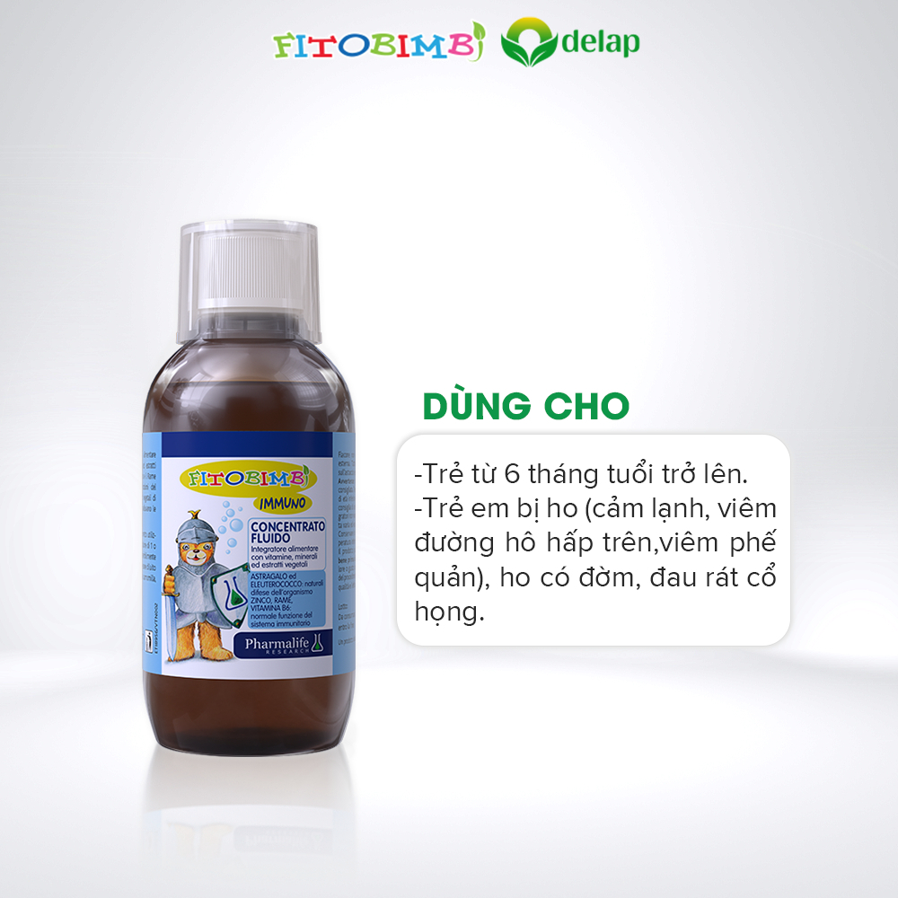 Fitobimbi Immuno Tăng sức đề kháng cho bé Tăng cường hệ miễn dịch Nâng cao sức khỏe Hồi phục nhanh Hết ốm vặt Chai 200ml