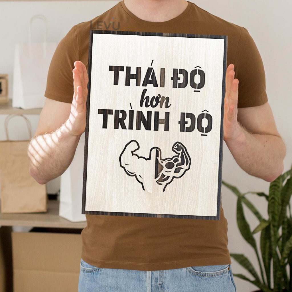Tranh động lực gỗ handmade decor, tranh khẩu hiệu truyền cảm hứng làm việc hiệu quả 30x40cm