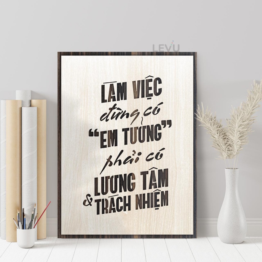 Tranh động lực gỗ handmade decor, tranh khẩu hiệu truyền cảm hứng làm việc hiệu quả 30x40cm