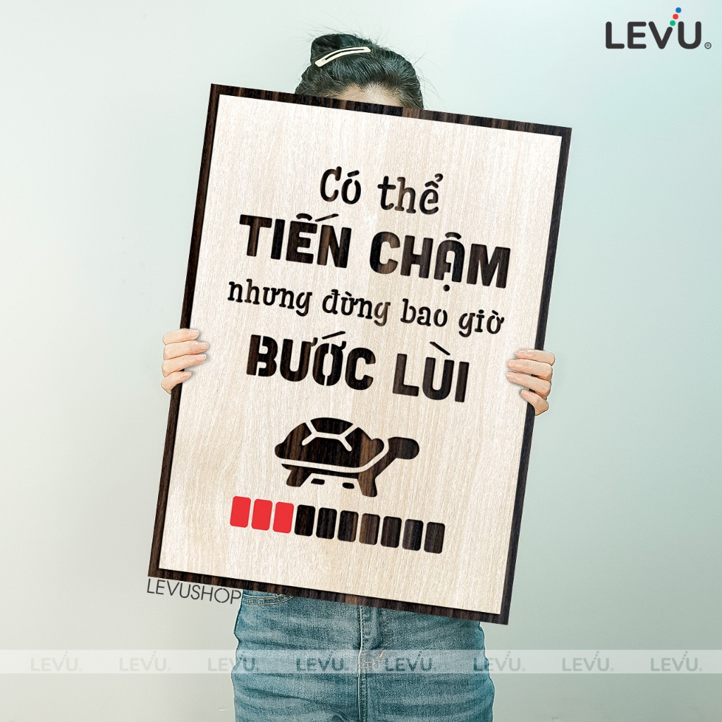 Tranh slogan gỗ treo tường tạo động lực khắc laser khẩu hiệu công ty doanh nghiệp 40x55cm