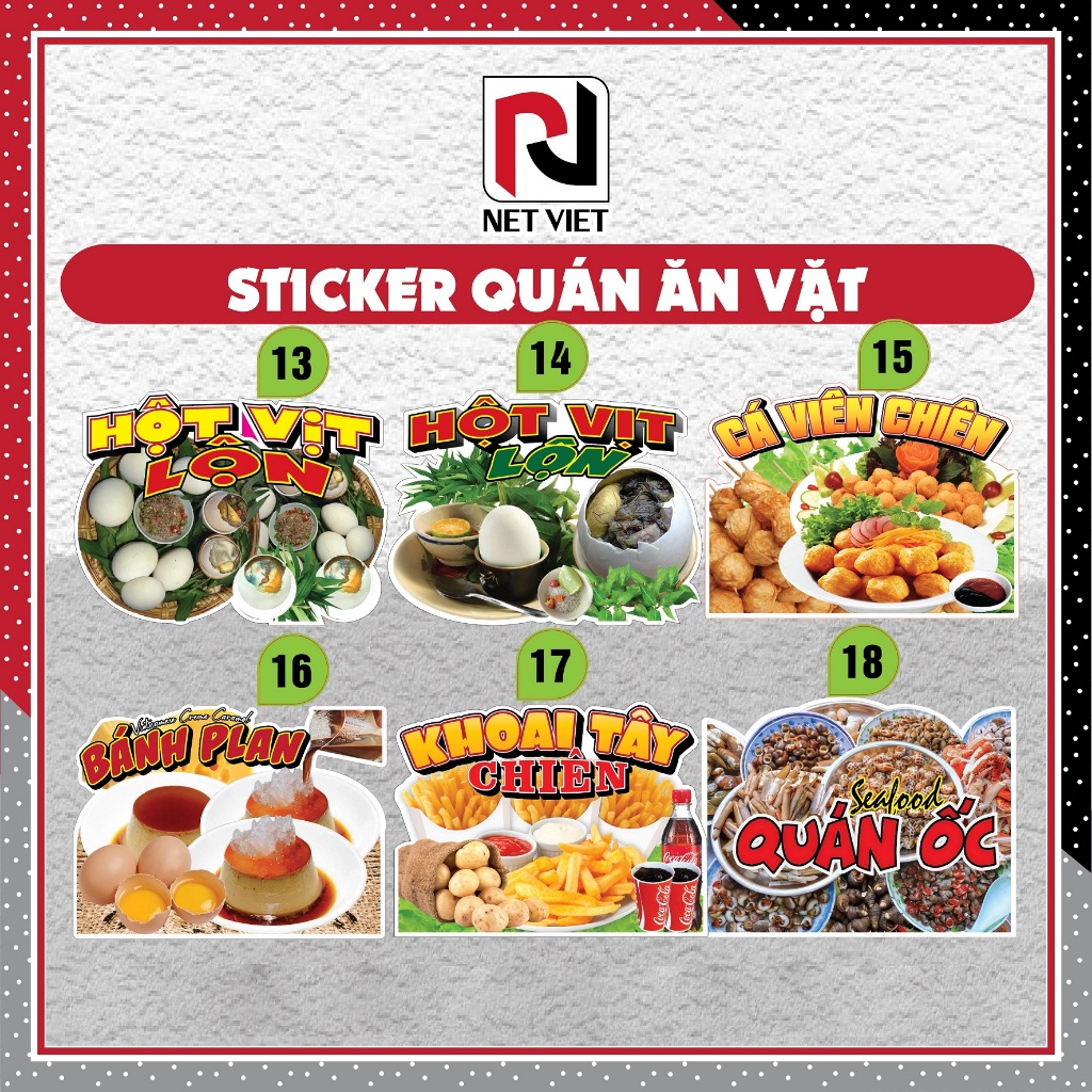 Sticker Hột Vịt Lộn, Trứng Cút Lộn, Cá Viên Chiên, Khổ 24x32cm, trang ...