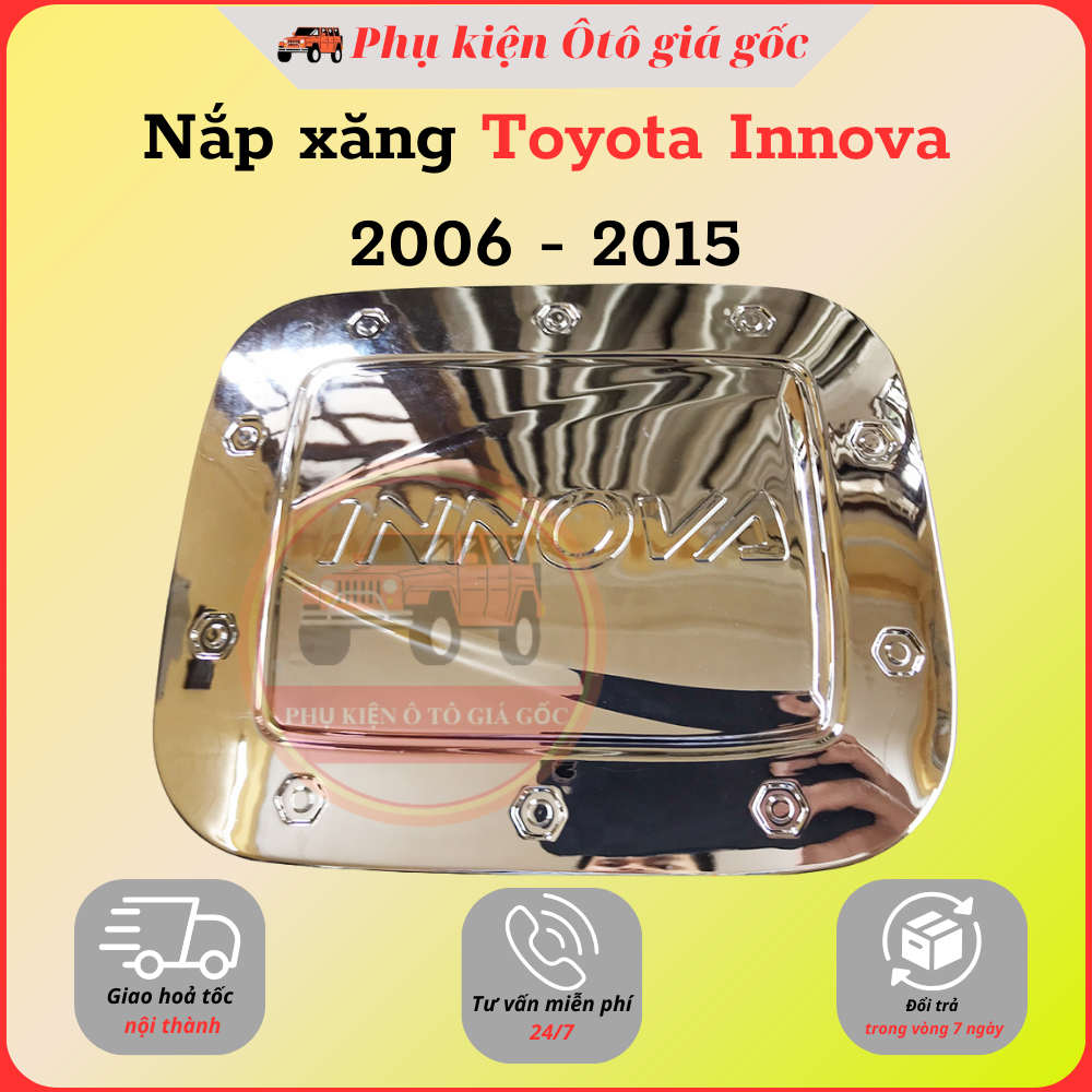 Ốp nắp bình xăng xe Toyota Innova 2006 - 2009 2012, 2013, 2014, 2015 nhựa ABS mạ crom cao cấp, sáng bóng