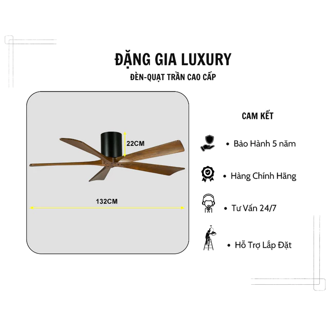 Quạt trần,quạt trần 5 cánh gỗ nguyên khối hiện đại trang trí phòng khách - ngủ - chung cư điều khiển từ xa thông minh.