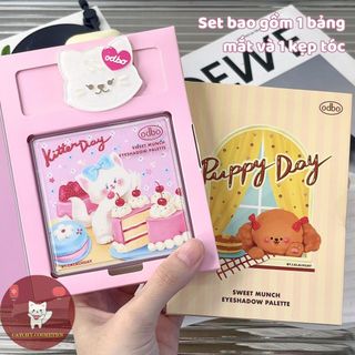 [ODBO] Bảng Mắt ODBO 9 Ô Nhũ Lì Puppy Và Kitten Kèm Kẹp Tóc Xinh Xắn Sweet Munch 9g (OD2024)