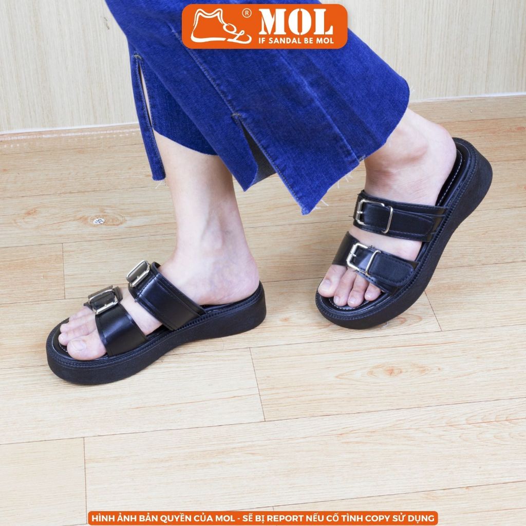 Ảnh Dép nữ 2 quai ngang đế bánh mì cao 4cm hiệu MOL HM1 hot trend 2