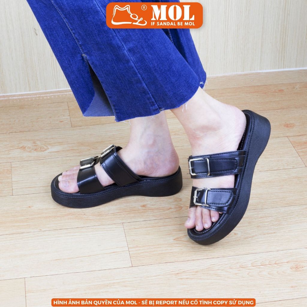 Ảnh Dép nữ 2 quai ngang đế bánh mì cao 4cm hiệu MOL HM1 hot trend 3