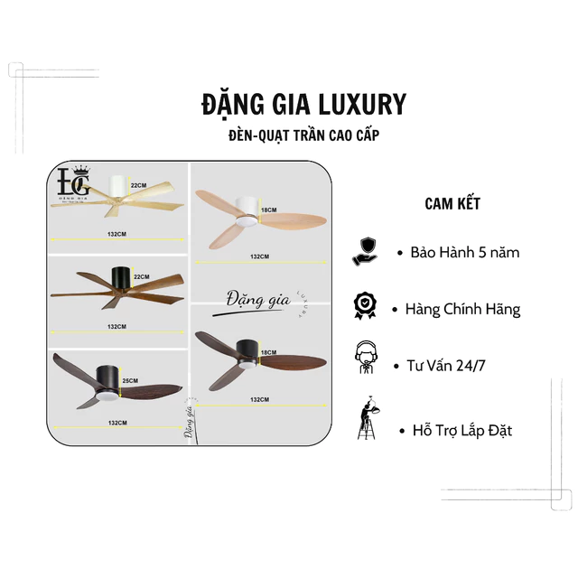Quạt trần thấp cao cấp cho trần 2m3 - 3m2 | Top nhiều mẫu quạt trần đèn mini cổ ngắn dành cho phòng khách - phòng ngủ