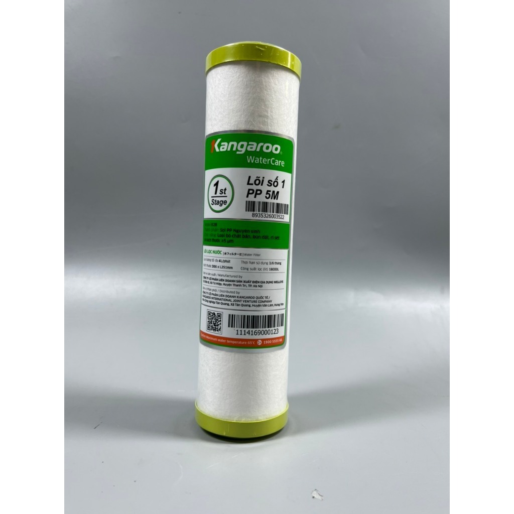 Combo 5 Lõi Lọc Nước Số 1 Kangaroo PP 5 Micron Dùng Cho Máy Lọc Nước RO Giúp Loại Bỏ Cặn Bẩn Tạp Chất-Hàng Chính Hãng