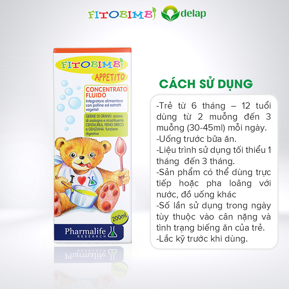 Siro Ăn Ngon 3 Tác Động Fitobimbi Appetito Giảm Biếng Ăn Cho Bé Chai 200ml - hanzomart