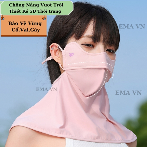 (Kèm Khăn) Khẩu Trang Chống Nắng,Chống Tia UV Kèm Khăn Che Cổ,Vai,Gáy EMA VN