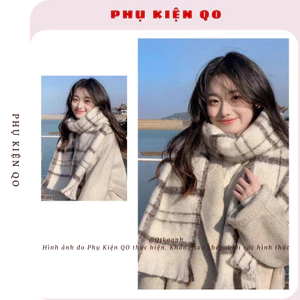 Khăn quàng cổ dệt kim ấm áp họa tiết kẻ sọc dễ phối đồ cho nam nữ K62
