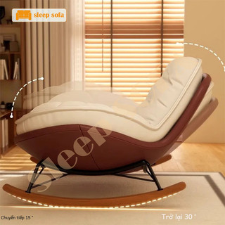 Ghế Thư Giãn SLEEP.shop Ghế Bập Bênh Thư Giãn Hình Vỏ Trứng  Liệu Chân Gỗ Khung Lõi Sắt Phủ Da Lộn