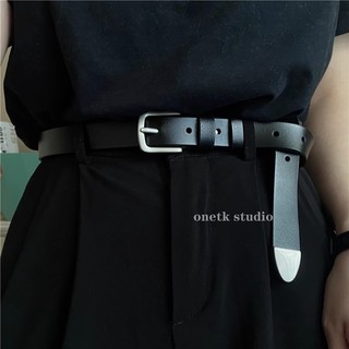 Thắt lưng da thật nữ nam bản nhỏ y2k phong cách phương Tây, dây nịt unisex thời trang bản 2.3cm TL87