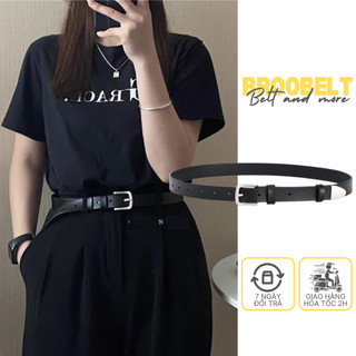 Thắt lưng da thật nữ nam bản nhỏ y2k phong cách phương Tây, dây nịt unisex thời trang bản 2.3cm TL87