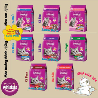 Thức Ăn Hạt Whiskas  [ 1,1kg - 1,2kg ]  "có Nhân" [ MỚI - Full 8 Vị ]  Mèo con và Mèo trưởng thành__