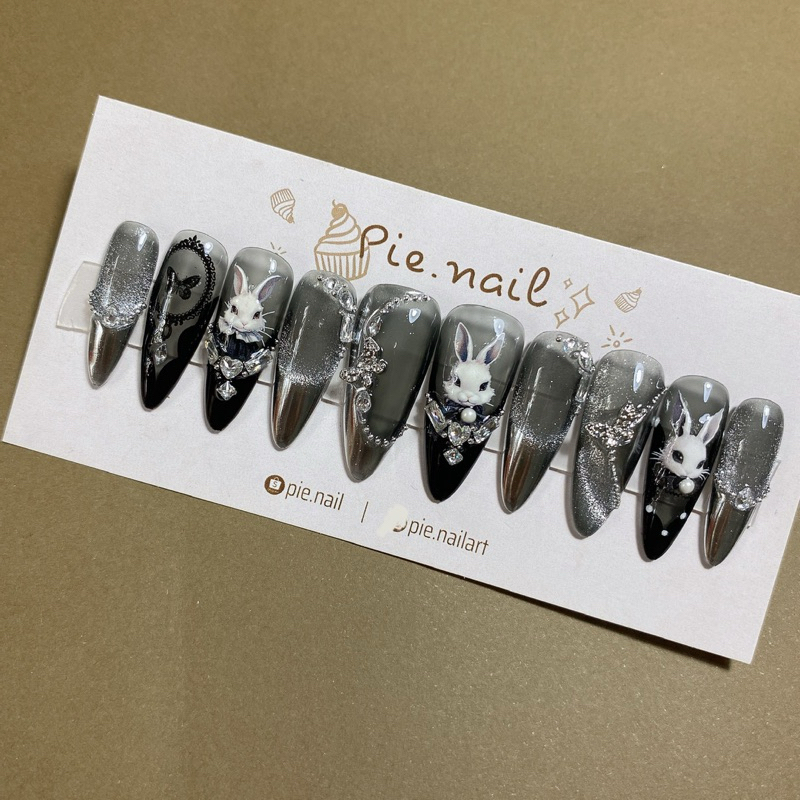 292. nailbox thỏ đen, mắt mèo tráng gương fen