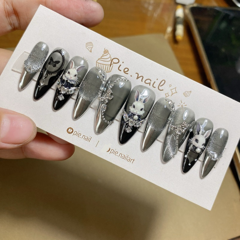 292. nailbox thỏ đen, mắt mèo tráng gương fen