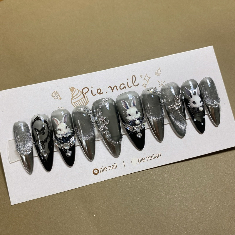 292. nailbox thỏ đen, mắt mèo tráng gương fen