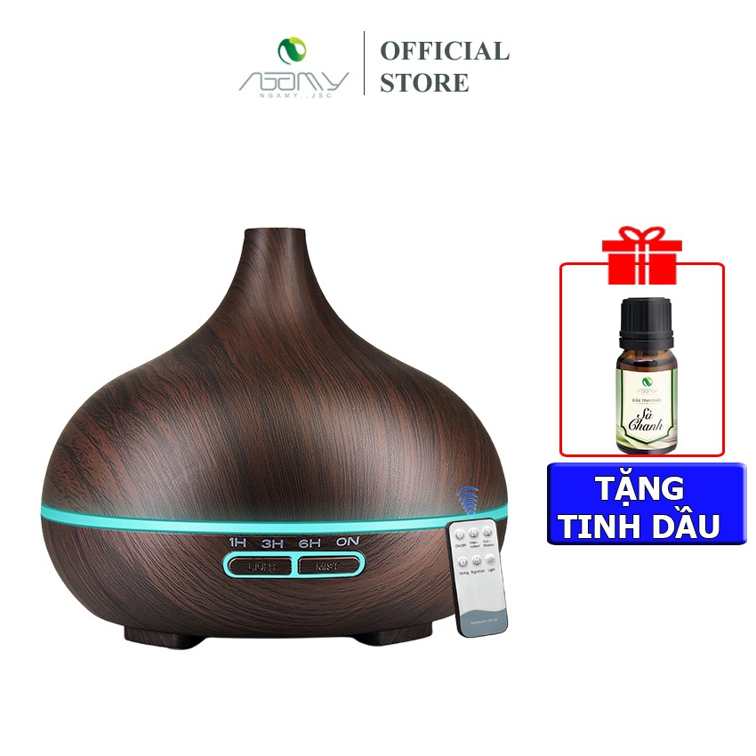 Máy Xông Tinh Dầu Cổ Cao Tặng Tinh Dầu Và Điều Khiển Bù Ẩm Máy Hết Nước Tự Ngắt Có Đèn Led 7 Màu - Nga My JSC