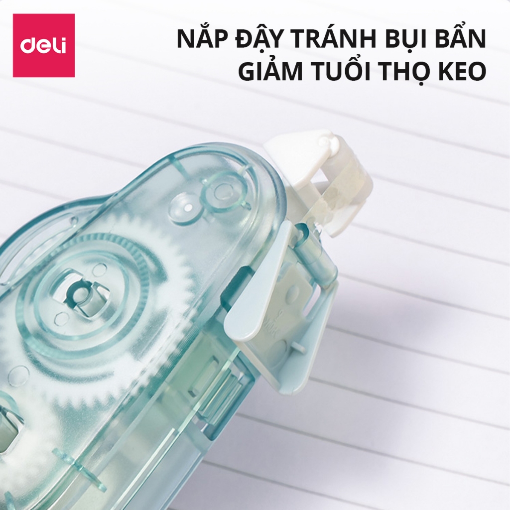 Băng Dính 2 Mặt Trong Suốt 8/12/16m Dạng Bút Kéo Deli Băng Dính Kéo 2 Mặt Nhiều Màu Siêu Dính Học Sinh Văn Phòng