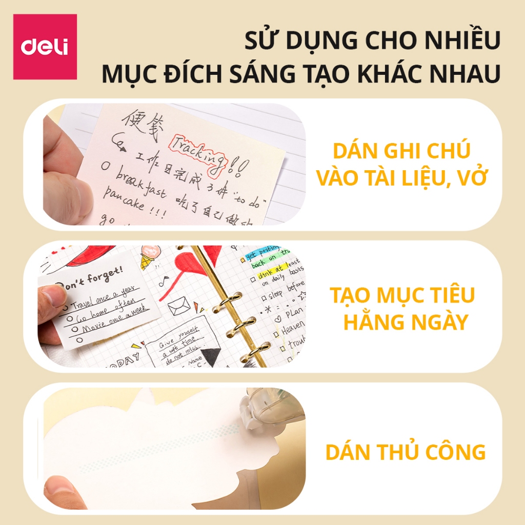 Băng Dính 2 Mặt Trong Suốt 8/12/16m Dạng Bút Kéo Deli Băng Dính Kéo 2 Mặt Nhiều Màu Siêu Dính Học Sinh Văn Phòng