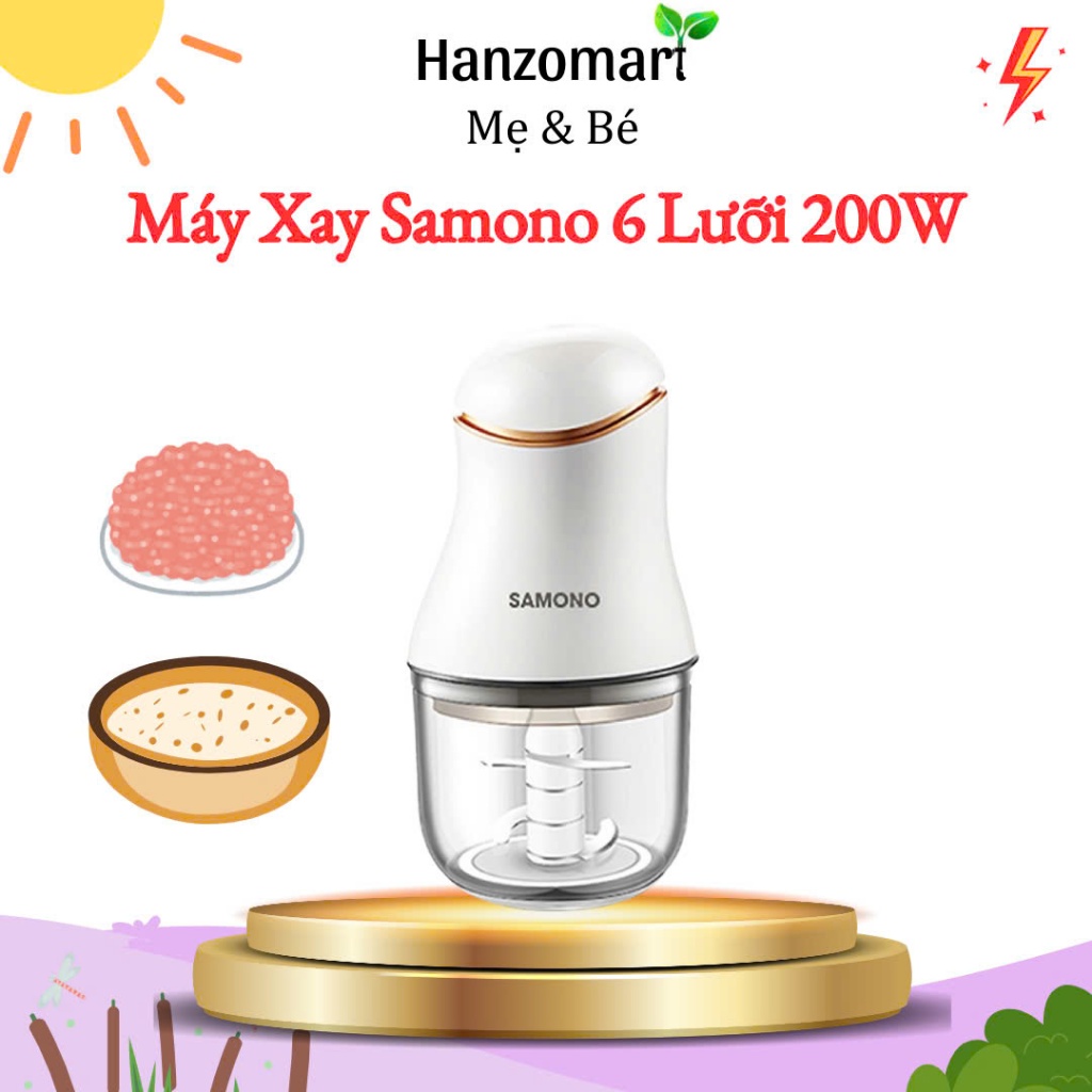 Máy xay ăn dặm cho bé đa năng thủy tinh Samono 0,3L xay hành tỏi tiện lợi - hanzo2009
