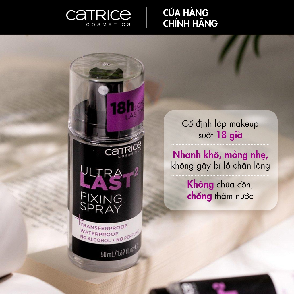 Xịt khóa nền Catrice Ultra Last2 Fixing Spray chống nước lâu trôi đến 18h 50ml