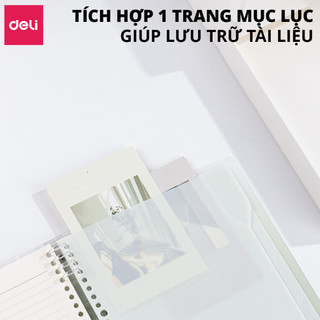 Sổ Còng Pastel Deli Sổ Binder 8 Còng A5 B5 Kèm 4 Tab Phân Trang Giấy Take Note Bullet Journal Giấy Chống Lóa
