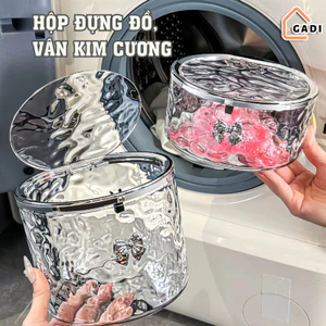 Hộp đựng đồ trong suốt GADI vân kim cương có nắp bấm, hộp đựng kẹp tóc khuyên tai, đựng đồ đa năng.