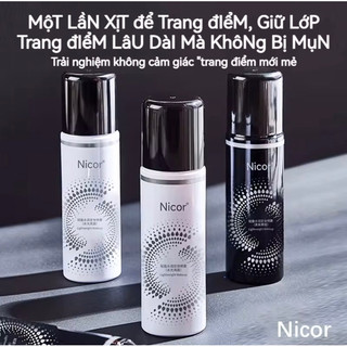 Xịt khóa trang điểm cố định lớp make up 12 giờ NICOR 100ml căng bóng lâu trôi cấp nước kiềm dầu
