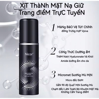 Xịt khóa trang điểm cố định lớp make up 12 giờ NICOR 100ml căng bóng lâu trôi cấp nước kiềm dầu