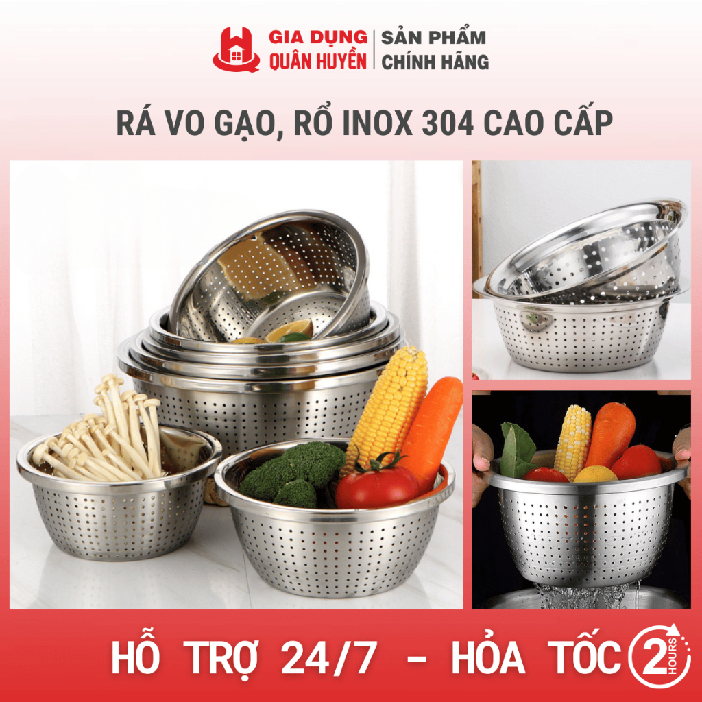 Rá vo gạo, rổ inox 304 cao cấp an toàn tuyệt đối cho sức khỏe | Shopee ...