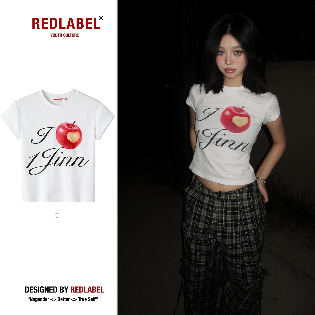 Áo Thun Baby Tee Nữ REDLABEL In APPLE Chất Liệu Thun Co Giãn 2 Chiều Cao Cấp Thoáng Mát Hình In Năng Động Cá Tính