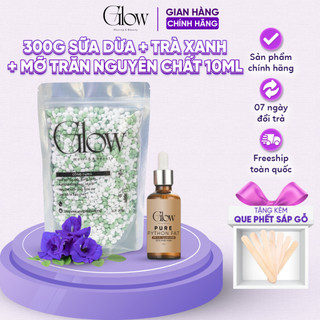 Combo 300Gr Sáp Wax Lông Trà Xanh Mix Sữa Dừa GLOWWAXING + Mỡ Trăn Nguyên Chất 10ml CHE TÊN