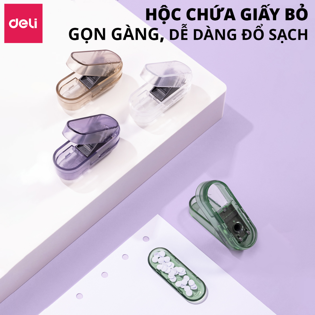 Bấm Lỗ Giấy Deli Kìm Bấm Lỗ Giấy Tròn Dụng Cụ Đục Lỗ Giấy Sổ Còng Flashcard Tài Liệu Học Sinh Văn Phòng