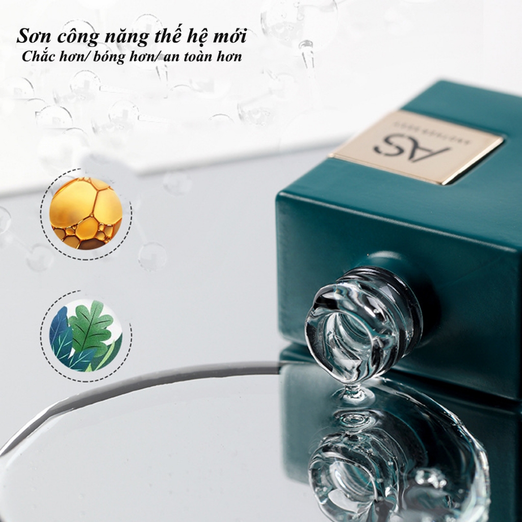 Sơn công năng chai vuông xanh top bóng, base - liên kết, lì, cứng móng, loang, Gluegel, đa năng 5in1
