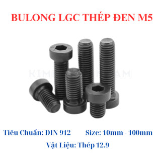 Bulong Lục Giác Chìm Thép Đen M5 (5 Ly) Cấp Bền 12.9 - Bu Lông Đầu Trụ Đủ Size 6mm Đến 100mm Chịu Lực Siêu Cao - DIN 912