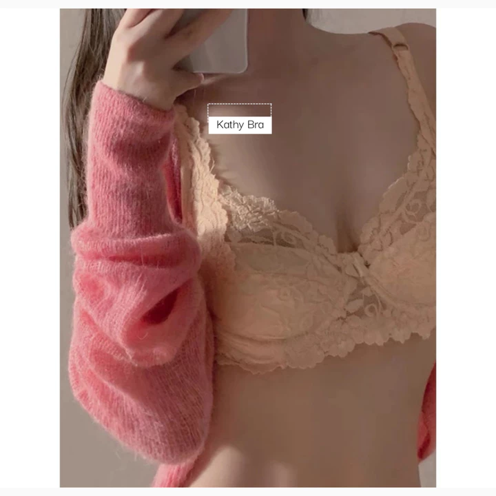 C13 Áo Bra Ren Bralette KATHY BRA Big Size Không Đệm Mút Mỏng Không Gọng Chất Ren Hoa Mềm Mịn