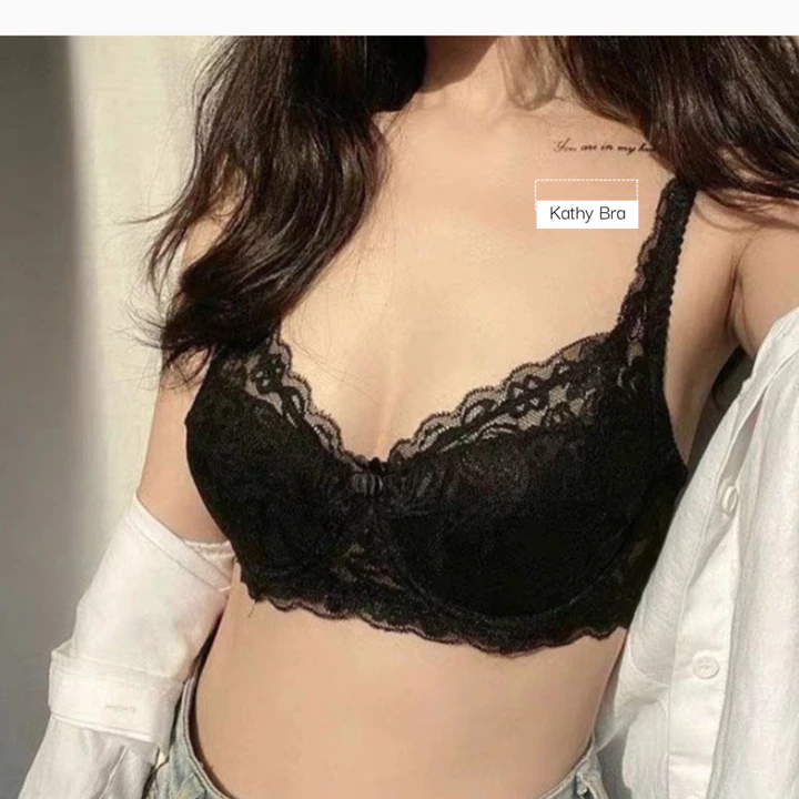 C13 Áo Bra Ren Bralette KATHY BRA Big Size Không Đệm Mút Mỏng Không Gọng Chất Ren Hoa Mềm Mịn