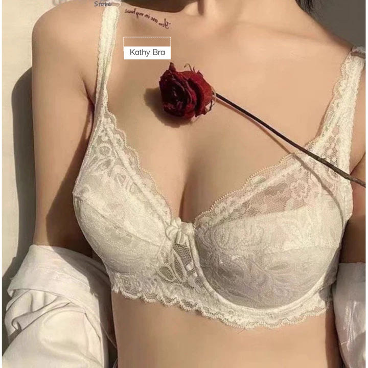C13 Áo Bra Ren Bralette KATHY BRA Big Size Không Đệm Mút Mỏng Không Gọng Chất Ren Hoa Mềm Mịn