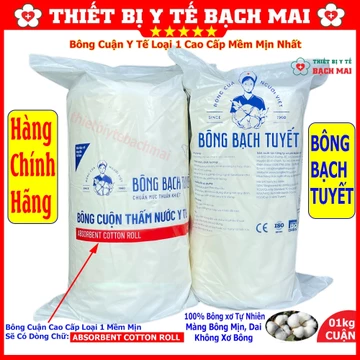 [Loại 1] Bông Y Tế Thấm Nước Cuận 01kg, Bông Bạch Tuyết ABSORBENT COTTON ROLL Màng Bông Mềm Mịn, Dai, Không Xơ Bông